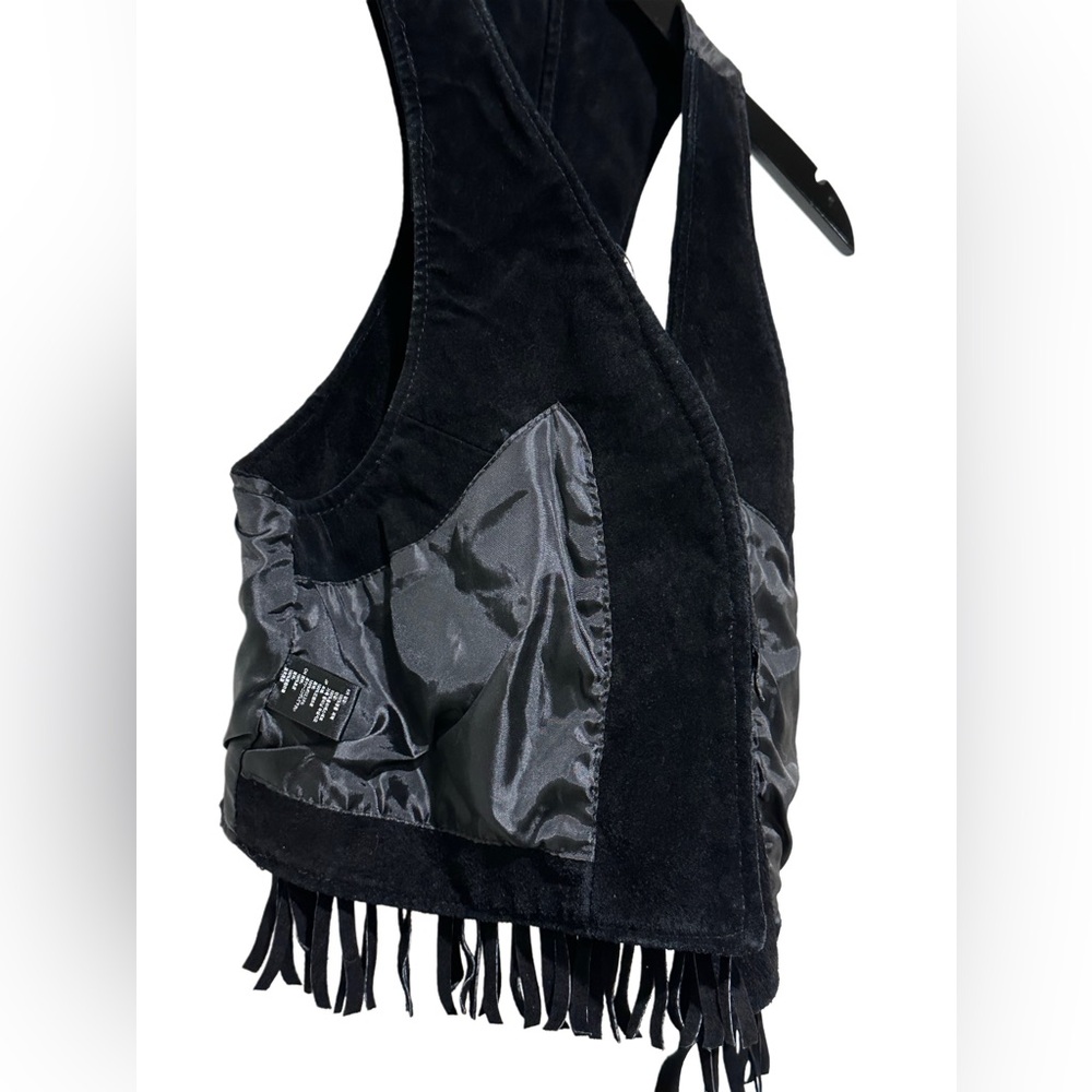 TWENTYONE Vintage Fringe Suede Leather Vest BoHo hippie unisex medium 16 1/2 pit - Picture 7 of 11